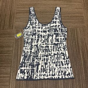 Zozo Monochrome Abstract Print Black and White Tank Top Y2k